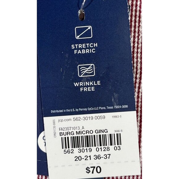 Stafford Mens 4XL Shirt Burgundy Micro Ginghams 55% Cotton 43% Polyester - Picture 12 of 13